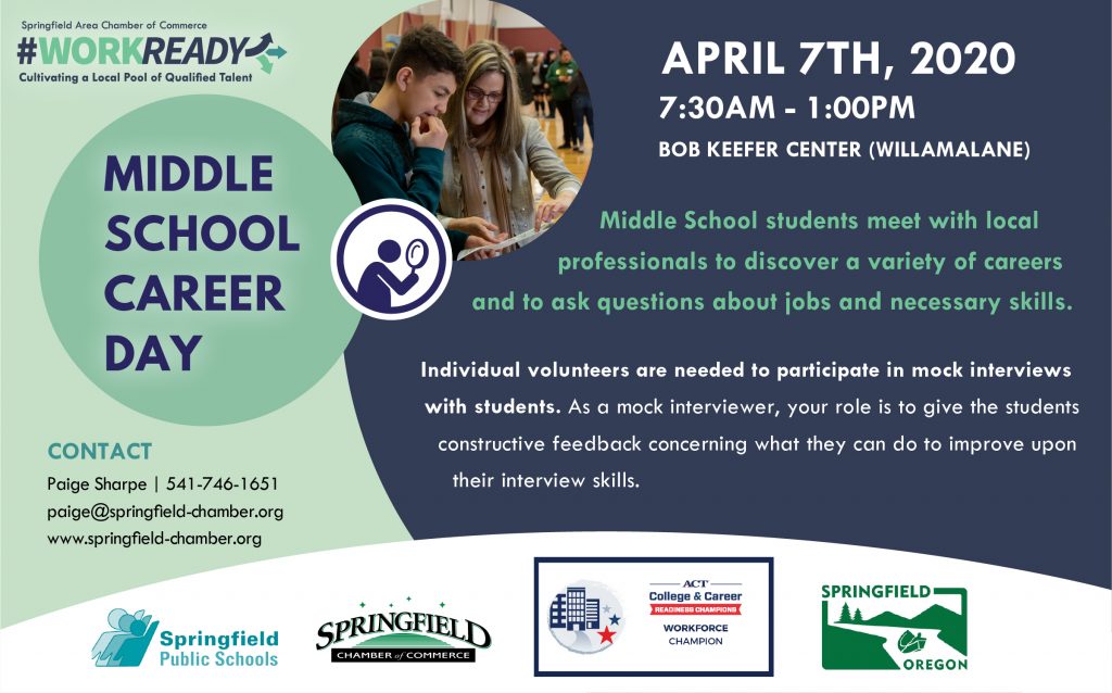 Middle School Career Day - April 7th 2020, 7:30am - 1:00pm